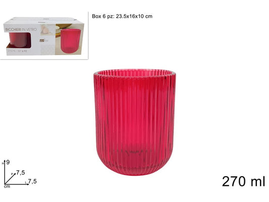 BICCHIERI RIGATO ROSSO 6PZ.