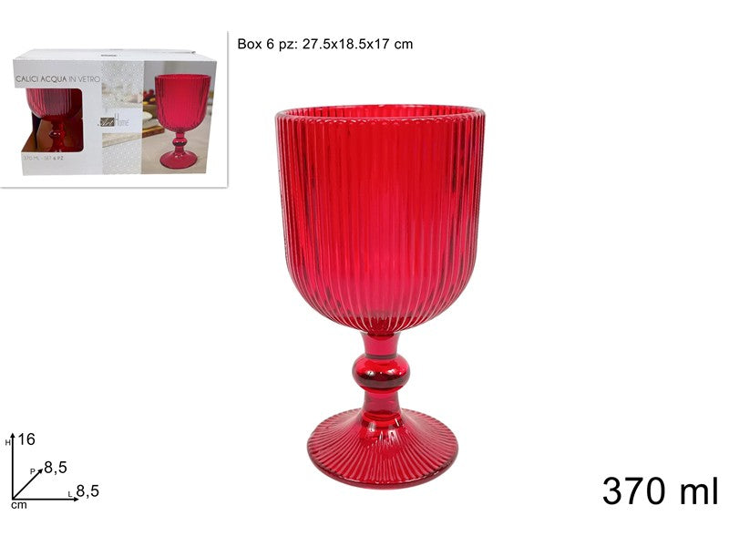 BICCHIERI CALICI RIGATO ROSSO 6PZ.