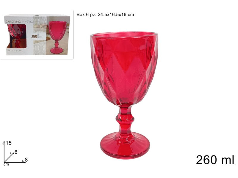 BICCHIERI CALICE DIAMANTE ROSSO 6PZ.