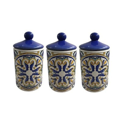 SET BARATTOLI SALE/ZUCCHERO/CAFFE BLU MAIOLICO