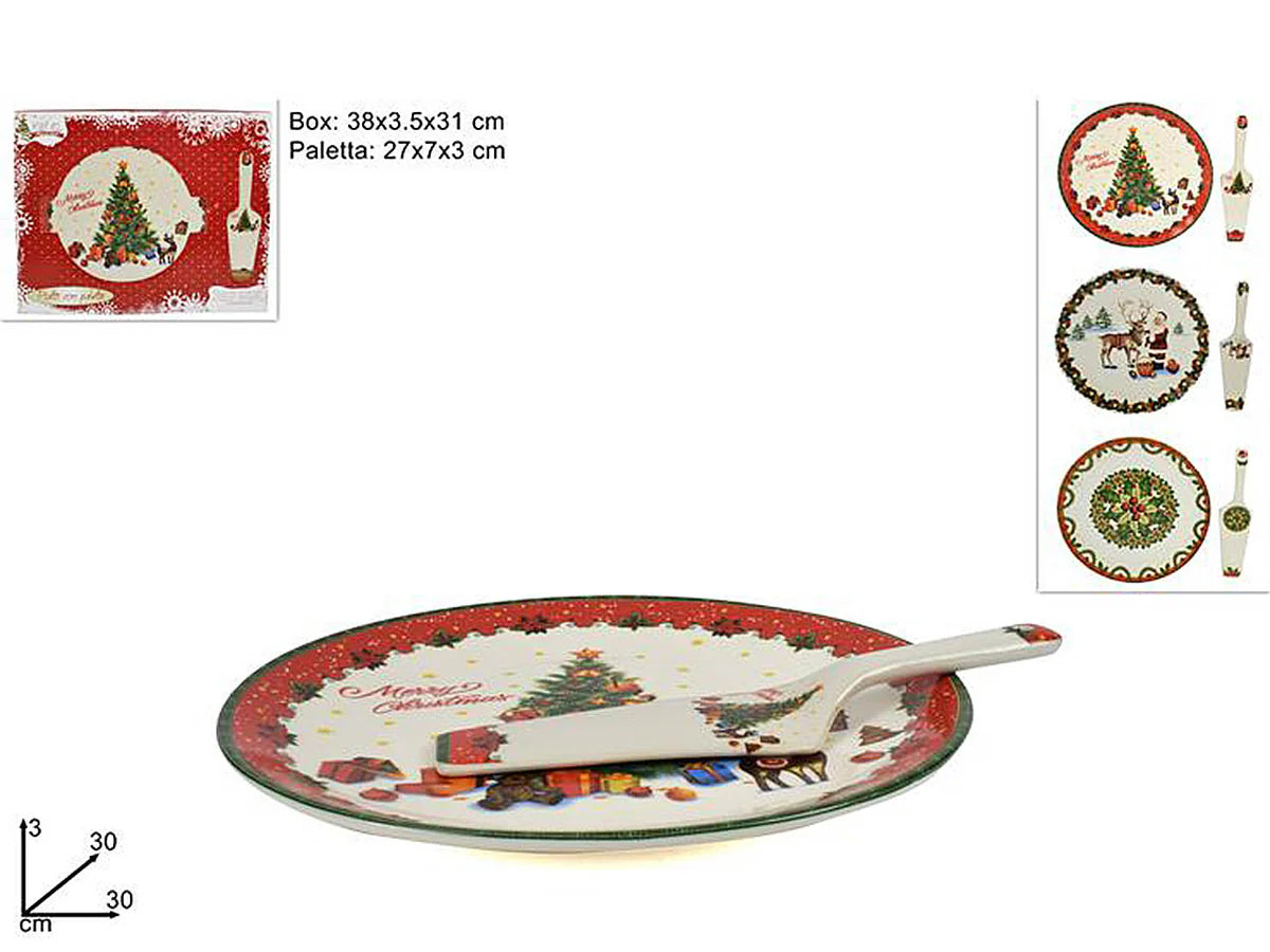 PIATTO PANETTONE C/PALETTA 27CM ASSORT.