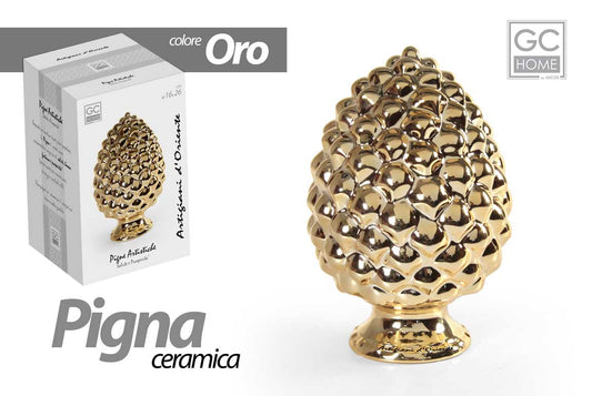 GOLD COLORED PINE CONE 16X26CM