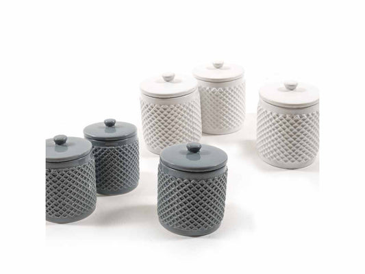 BARATTOLI SALE/ZUCCHERO/CAFFE CERAMICA ROMBI ASSORT.