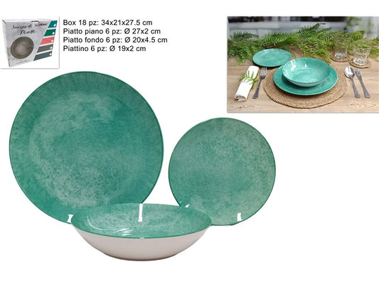 servizio piatti porcellana 18pz verde chiaro