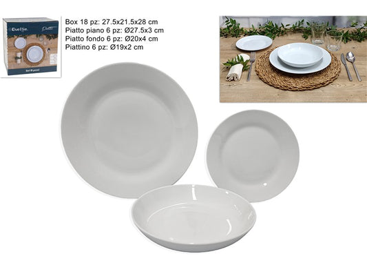 servizio piatti tondo 18pz porcellana bianco
